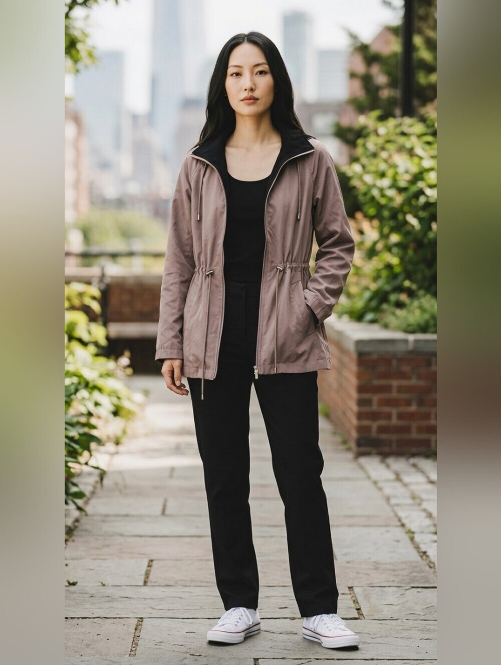 Jones NY  Taupe Utility Jacket with Adjustable Fit
